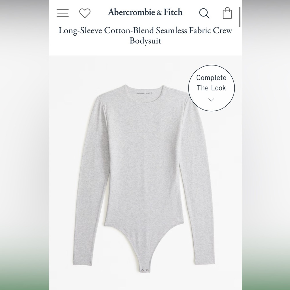 Abercrombie Long-Sleeve Cotton-Blend Seamless Fabric Crew Bodysuit